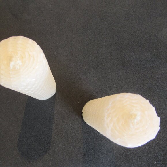 1 pair, Bees Wax candles, Off White, Honeycomb pattern, Hand Rolled, 4 1/2" - Picture 2 of 3